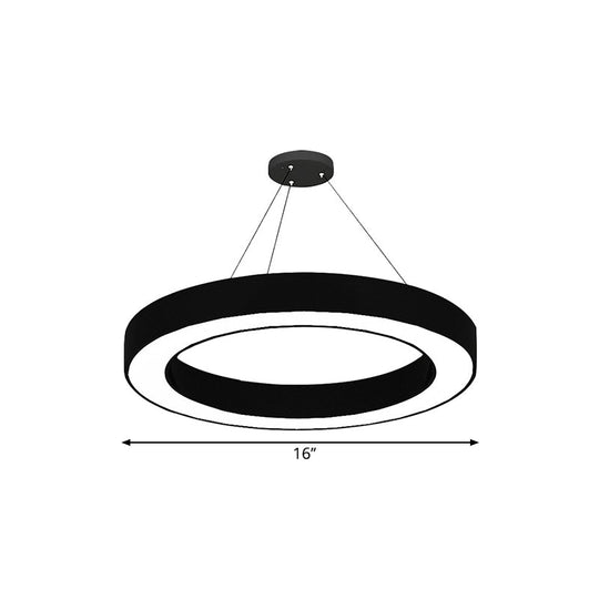 Minimalist Circle Led Pendant Light Kit - Office Hanging Lamp In Black Sizes: 16 23.5 47