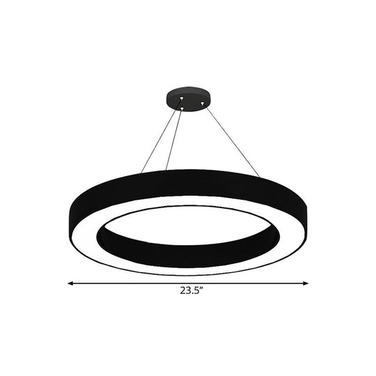 Minimalist Circle Led Pendant Light Kit - Office Hanging Lamp In Black Sizes: 16 23.5 47