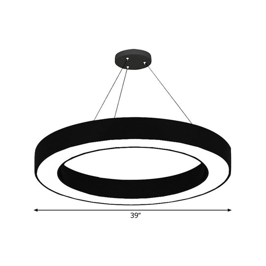 Minimalist Circle Led Pendant Light Kit - Office Hanging Lamp In Black Sizes: 16 23.5 47