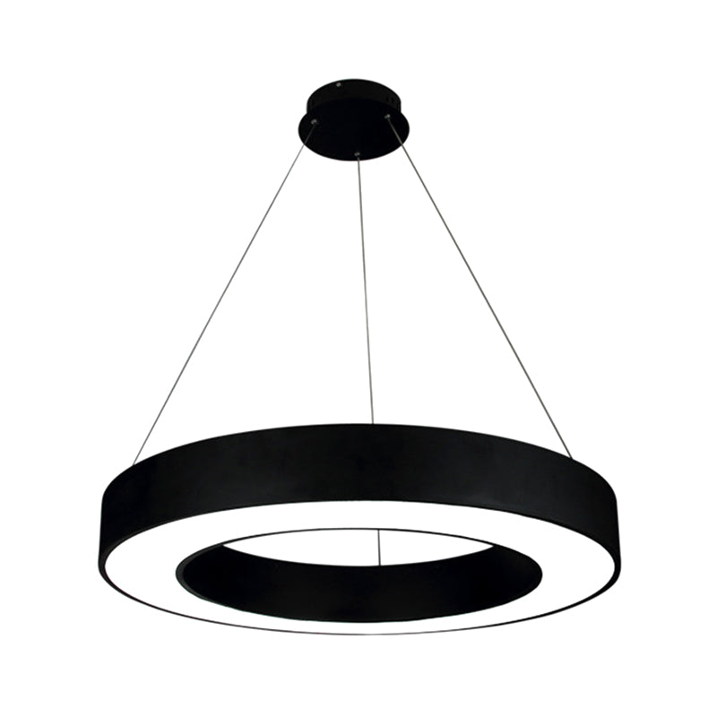 Modern LED Ceiling Lamp with Halo Ring Pendant Lighting in Black/White, Acrylic Shade, 16''/31.5''/39'' W