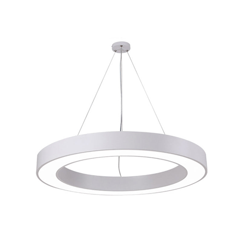 Modern LED Ceiling Lamp with Halo Ring Pendant Lighting in Black/White, Acrylic Shade, 16''/31.5''/39'' W