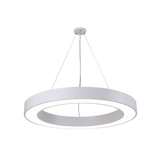 Minimalist Led Ceiling Lamp: Black/White Halo Ring Pendant Light With Acrylic Shade 16/31.5/39 Width