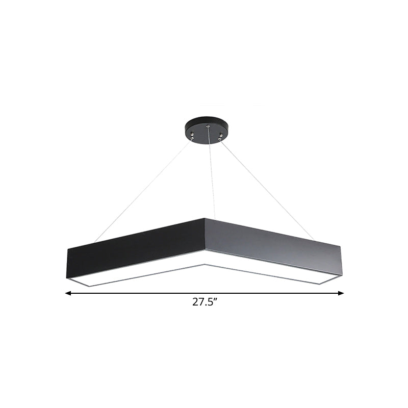 Modern V-Shaped Commercial Pendant LED Hanging Lamp, Minimalistic Metal Black/White, 23.5"/35.5"/47" Wide