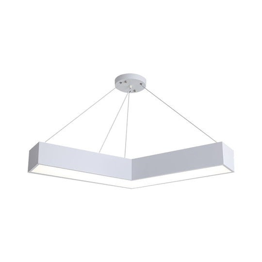 Modern V-Shaped Commercial Pendant LED Hanging Lamp, Minimalistic Metal Black/White, 23.5"/35.5"/47" Wide