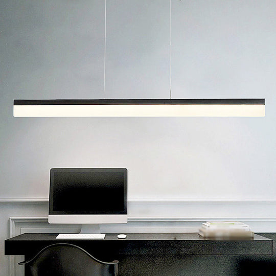 Simple Black Ultrathin Linear Ceiling Lamp with Wide LED Acrylic Pendant - Ideal for Office (23.5"/35.5"/47")