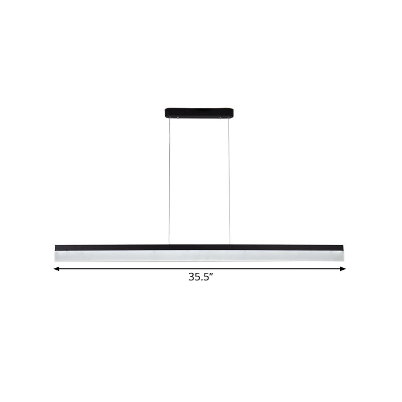 Simple Black Ultrathin Linear Ceiling Lamp with Wide LED Acrylic Pendant - Ideal for Office (23.5"/35.5"/47")