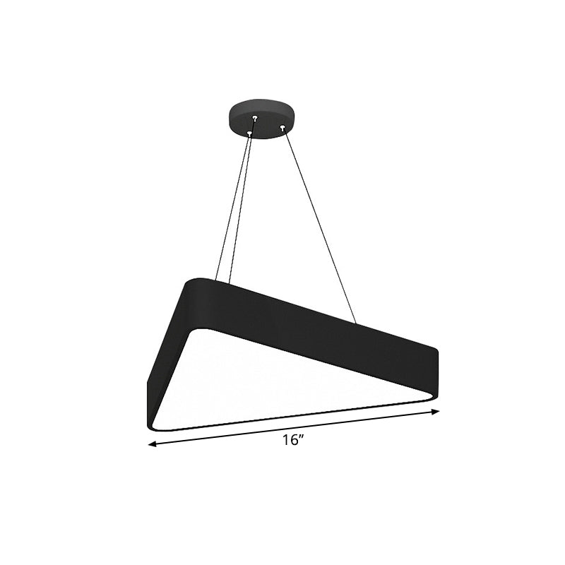 Modern Triangle Pendant Lamp - Led Down Lighting 16-23.5 Wide Metal Black/White