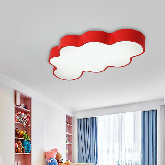 Cartoon Cloud Design Led Ceiling Light For Kindergarten - Acrylic Flush Mount Lamp Red / 19.5 White