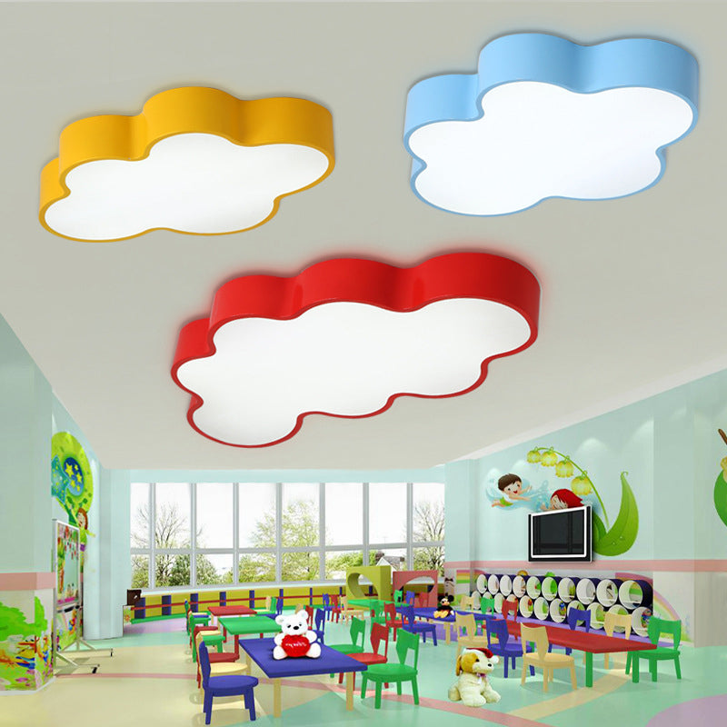 Cartoon Cloud Design Led Ceiling Light For Kindergarten - Acrylic Flush Mount Lamp