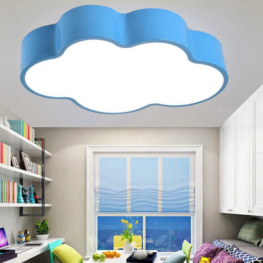 Cartoon Cloud Design Led Ceiling Light For Kindergarten - Acrylic Flush Mount Lamp Blue / 23.5 Warm
