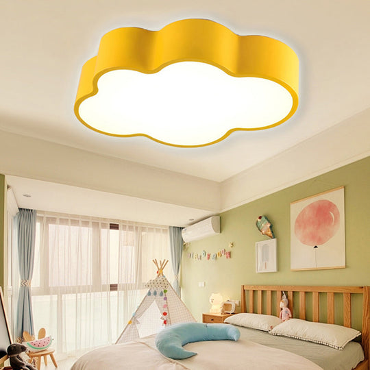 Cartoon Cloud Design Led Ceiling Light For Kindergarten - Acrylic Flush Mount Lamp Yellow / 23.5