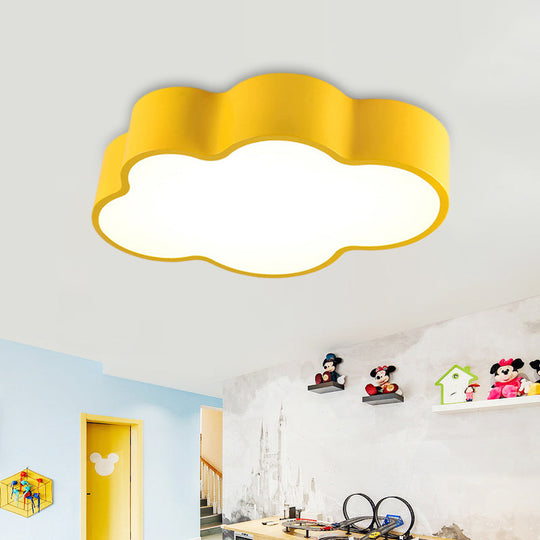 Cartoon Cloud Design Led Ceiling Light For Kindergarten - Acrylic Flush Mount Lamp Yellow / 19.5