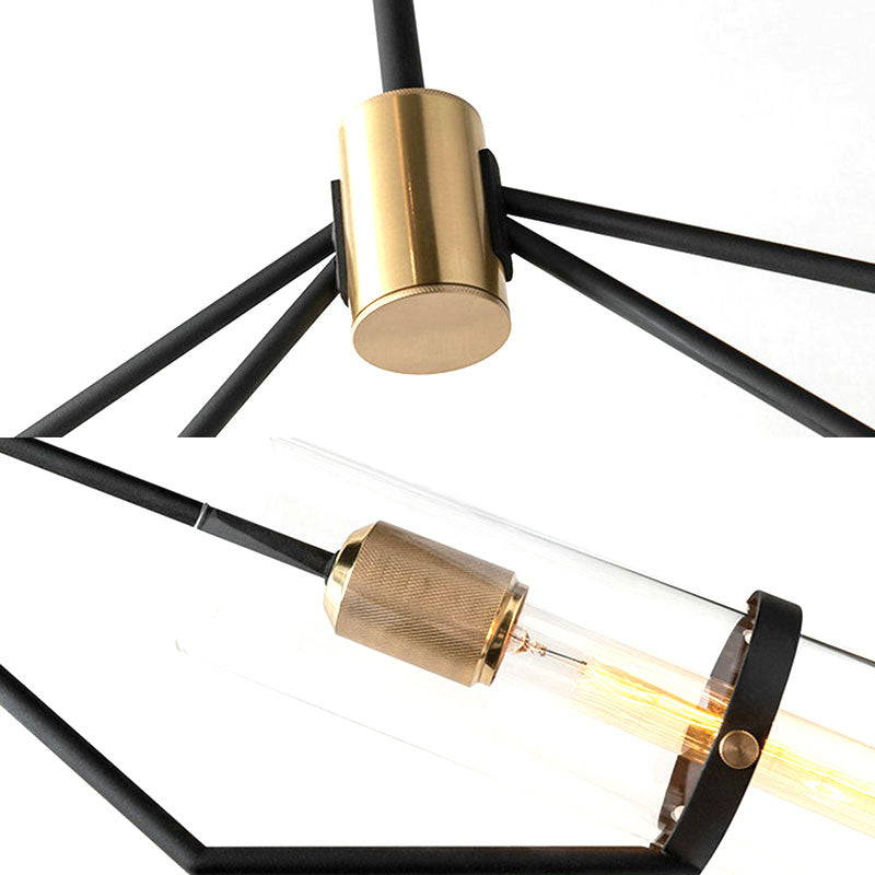 Smoky Gray Glass Cylinder Chandelier Pendant Light | Modern Hanging Lighting 6-Light Fixture
