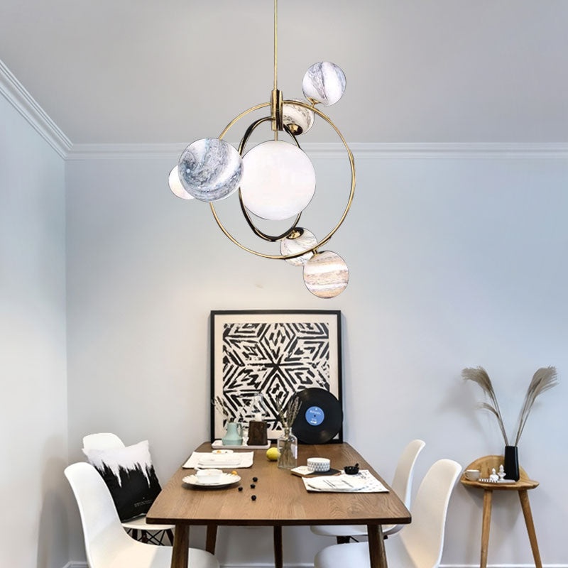Modern Metallic Chandelier: Gold Universe Suspension Light For Living Room & Hotel
