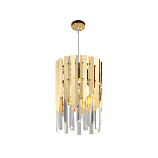 Minimalist Crystal Prisms Gold Pendant Ceiling Lamp - 1 Light Suspension For Restaurants