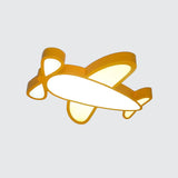 Kids Led Flush Light Fixture With Battle-Plane Design - Acrylic Shade In Red/Yellow/Blue Warm/White