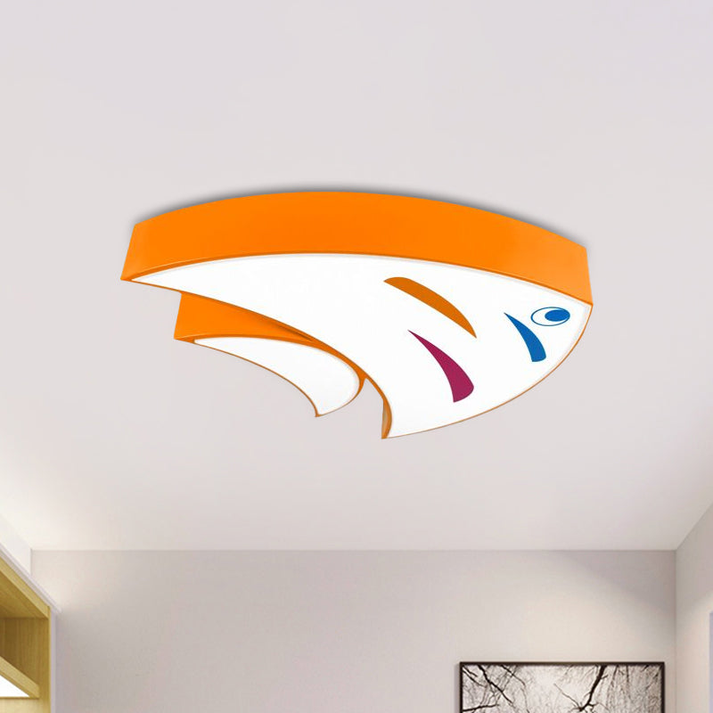 Tropical Fish Led Ceiling Light For Kids Rooms - Red/Yellow/Blue Acrylic Flush Mount Lamp Orange