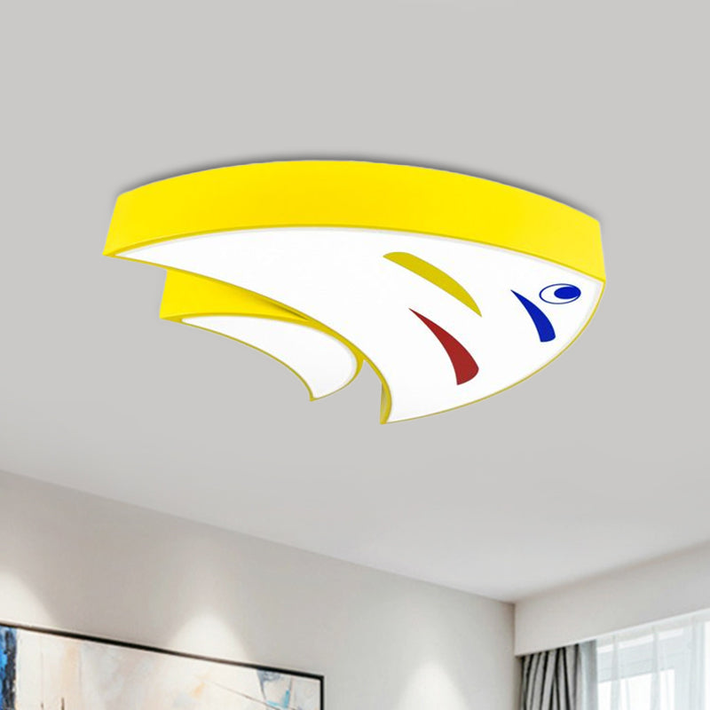 Tropical Fish Led Ceiling Light For Kids Rooms - Red/Yellow/Blue Acrylic Flush Mount Lamp Yellow