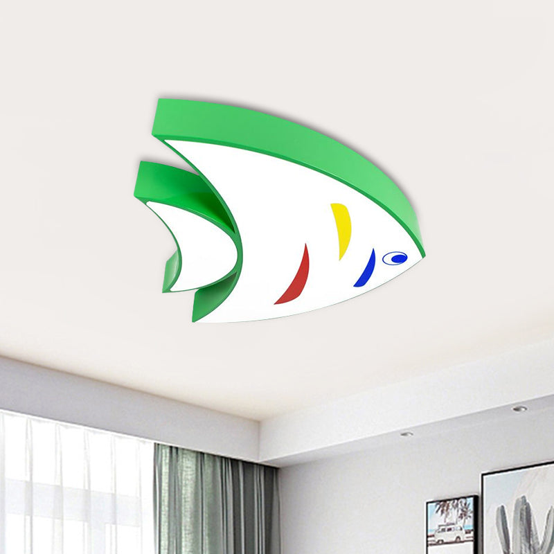 Tropical Fish Led Ceiling Light For Kids Rooms - Red/Yellow/Blue Acrylic Flush Mount Lamp