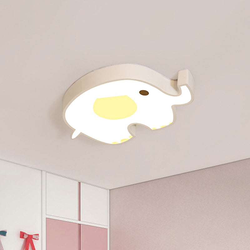 Elephant Acrylic Flush Mount Ceiling Light For Kids Room With Led And 3 Settings