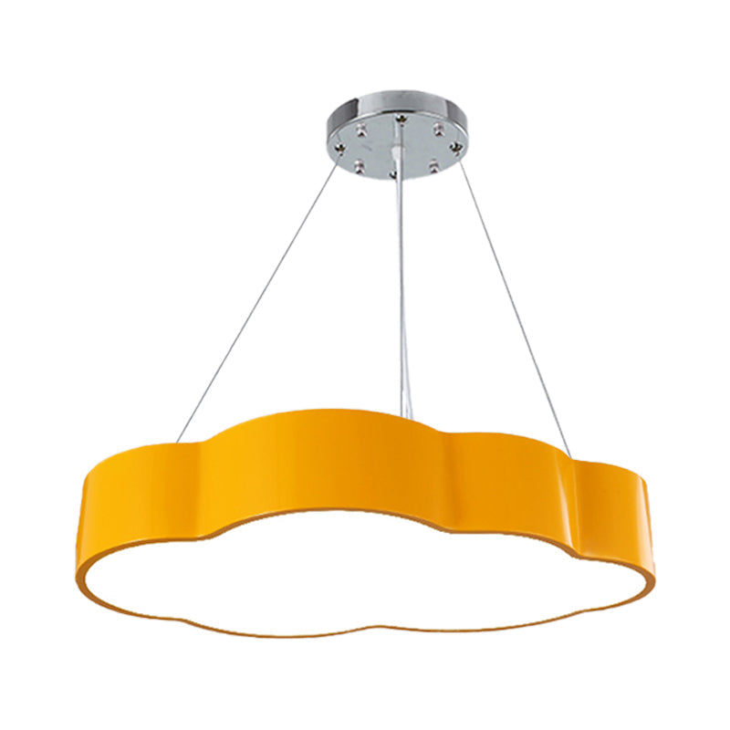 Contemporary Led Cloud Suspension Light In Red/Yellow/Green For Playroom Ceiling