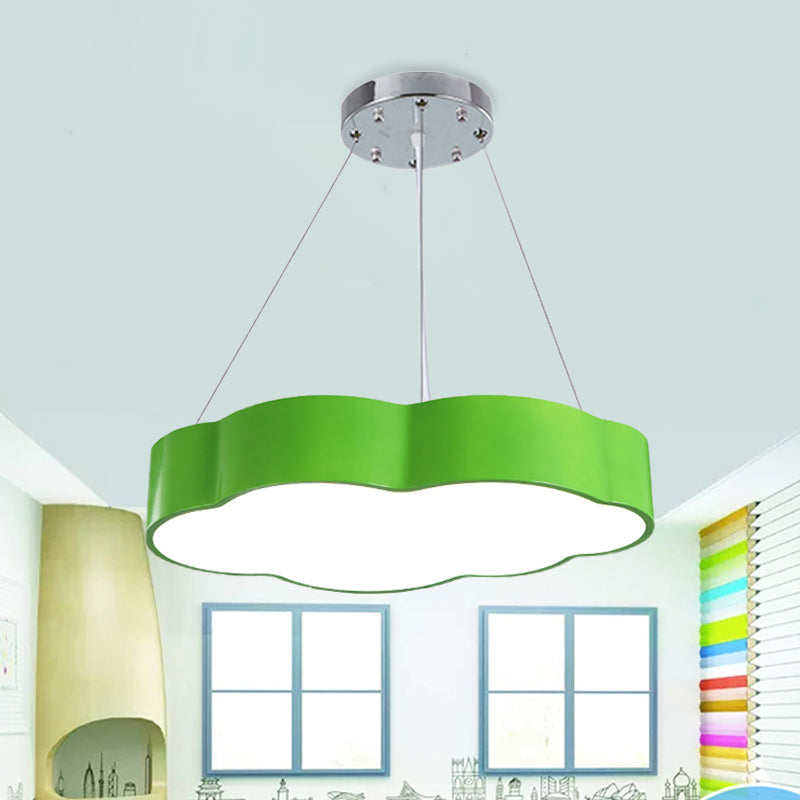 Contemporary Led Cloud Suspension Light In Red/Yellow/Green For Playroom Ceiling Green