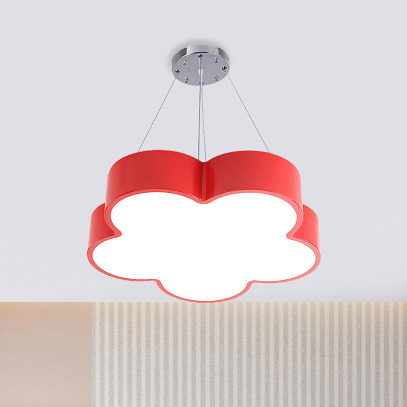 Kids Led Flower Chandelier Pendant Light Kit With Multicolor Acrylic Shade Red