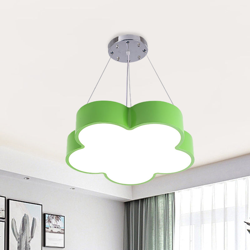 Kids Led Flower Chandelier Pendant Light Kit With Multicolor Acrylic Shade Green