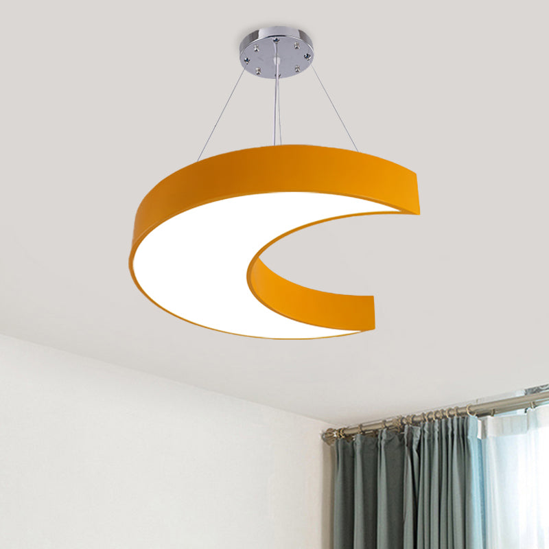 Led Corridor Ceiling Chandelier In Creative Yellow/Blue With Crescent Acrylic Shade Yellow