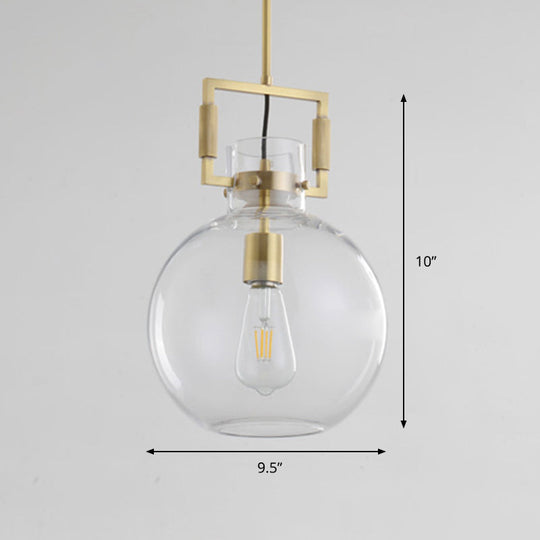 Modernism Globe/Cylinder/Triangle Hanging Light Clear Glass 1 Head Ceiling Suspension Lamp for Dining Room