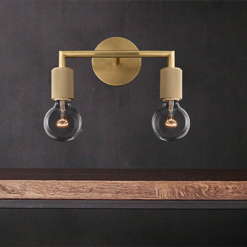 Minimalist Bare Bulb Metal Wall Lighting - 1/2-Light Indoor Sconce Lamp Black/Brass/Chrome Square