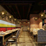 Geometric Metal Pendulum Light With Bulb And Fake Vine - Perfect For Industrial Restaurant Ceiling