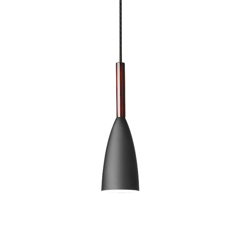 Nordic Metal Pendant Lamp - Elongated Dome Ceiling Suspension 1 Head Black/White/Grey For Dining