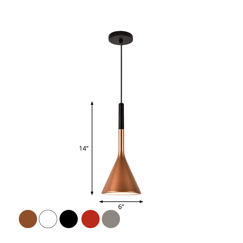 Nordic Style Trumpet Hanging Lamp - Red/White/Black Finish Down Lighting Pendant (1 Bulb)