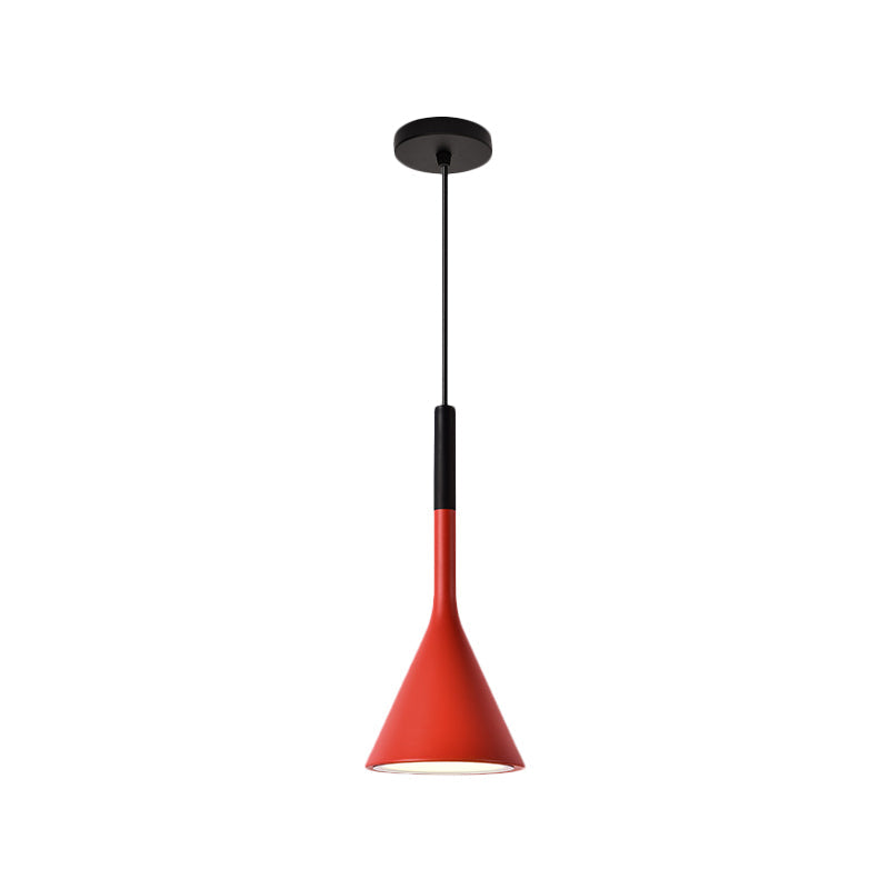 Nordic Style Trumpet Hanging Lamp - Red/White/Black Finish Down Lighting Pendant (1 Bulb) Red