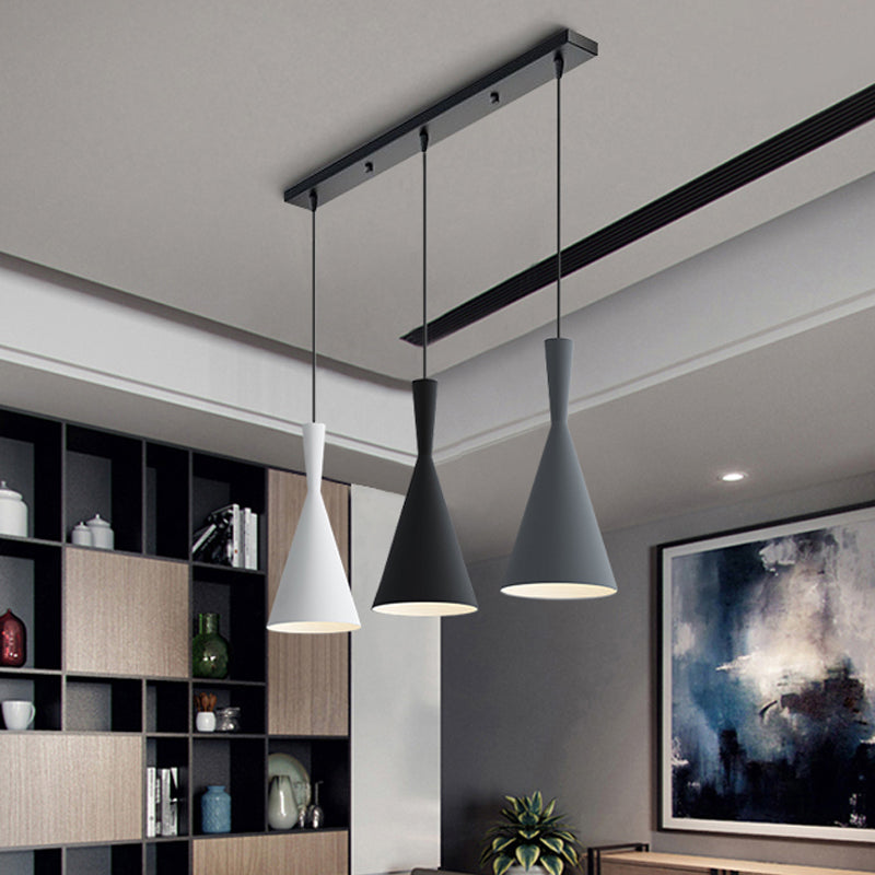 Nordic Aluminum Cluster Pendant Light With 3 Heads In Black-Grey-White Colors Black Gray-White /