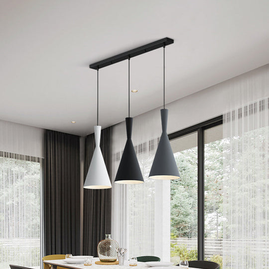 Nordic Aluminum Cluster Pendant Light With 3 Heads In Black-Grey-White Colors