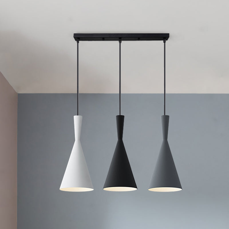 Nordic Aluminum Cluster Pendant Light With 3 Heads In Black-Grey-White Colors