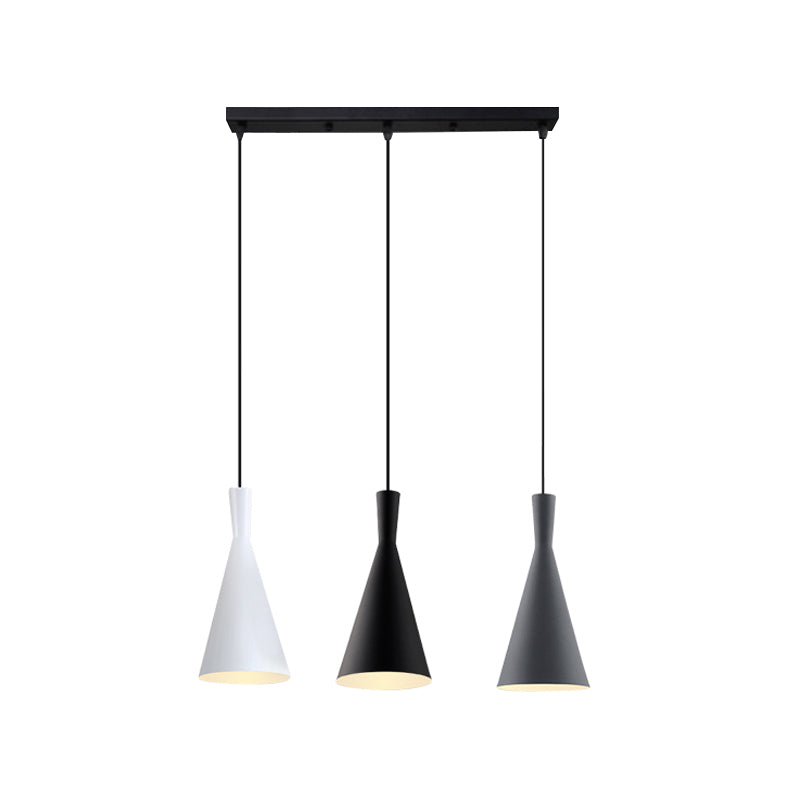 Nordic Aluminum Cluster Pendant Light With 3 Heads In Black-Grey-White Colors