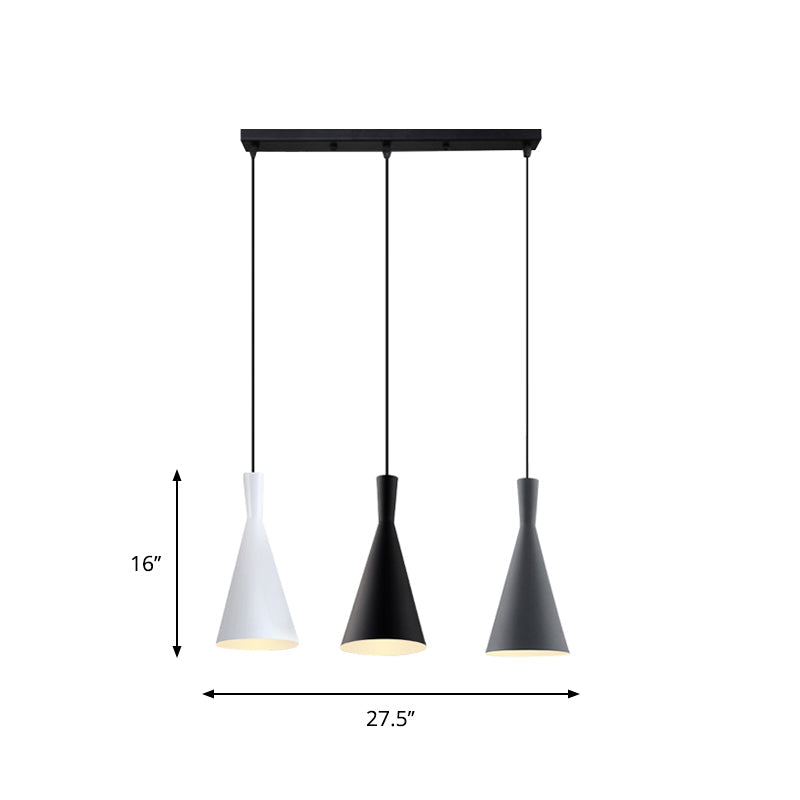 Nordic Aluminum Cluster Pendant Light With 3 Heads In Black-Grey-White Colors