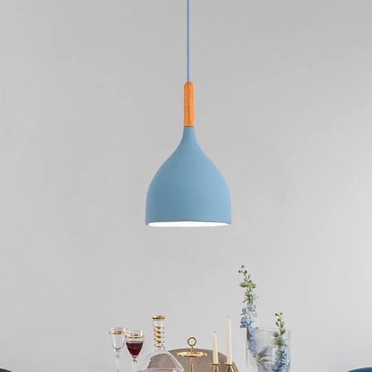 Macaron Raindrop Ceiling Pendant Light: Contemporary Aluminum Dining Room Lamp (Grey/Red/Blue)