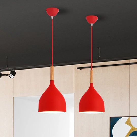 Macaron Raindrop Ceiling Pendant Light: Contemporary Aluminum Dining Room Lamp (Grey/Red/Blue)