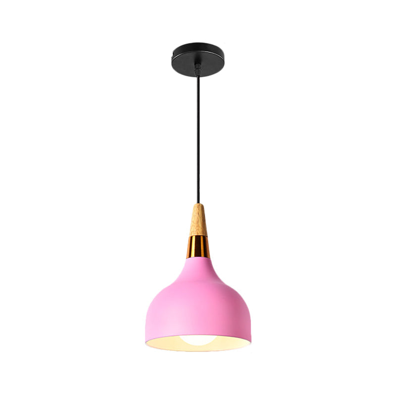 Macaron Pink Drop Pendant Light With Metal Shade - Ideal For Kitchen Dinette