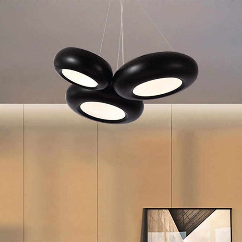 Modern Led Donut Iron Ceiling Lamp - 1/3/5 Lights Black/Rose Gold Chandelier Pendant Adjustable