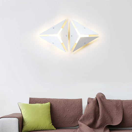 Modern Triangle Metal Wall Sconce Light In Gold/Black/White - Warm/White Led Ideal For Corridor