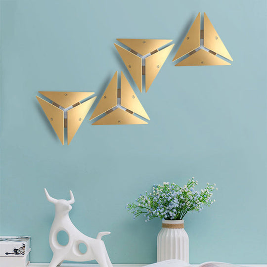 Modern Triangle Metal Wall Sconce Light In Gold/Black/White - Warm/White Led Ideal For Corridor Gold