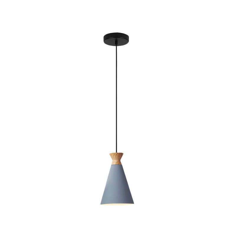 Iron Nordic Pendant Lamp With Oval/Cone/Dome Shade In Grey/White For Bedroom Grey / Cone