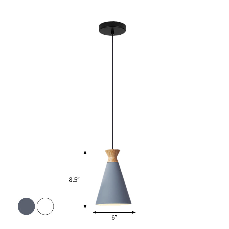 Iron Nordic Pendant Lamp With Oval/Cone/Dome Shade In Grey/White For Bedroom