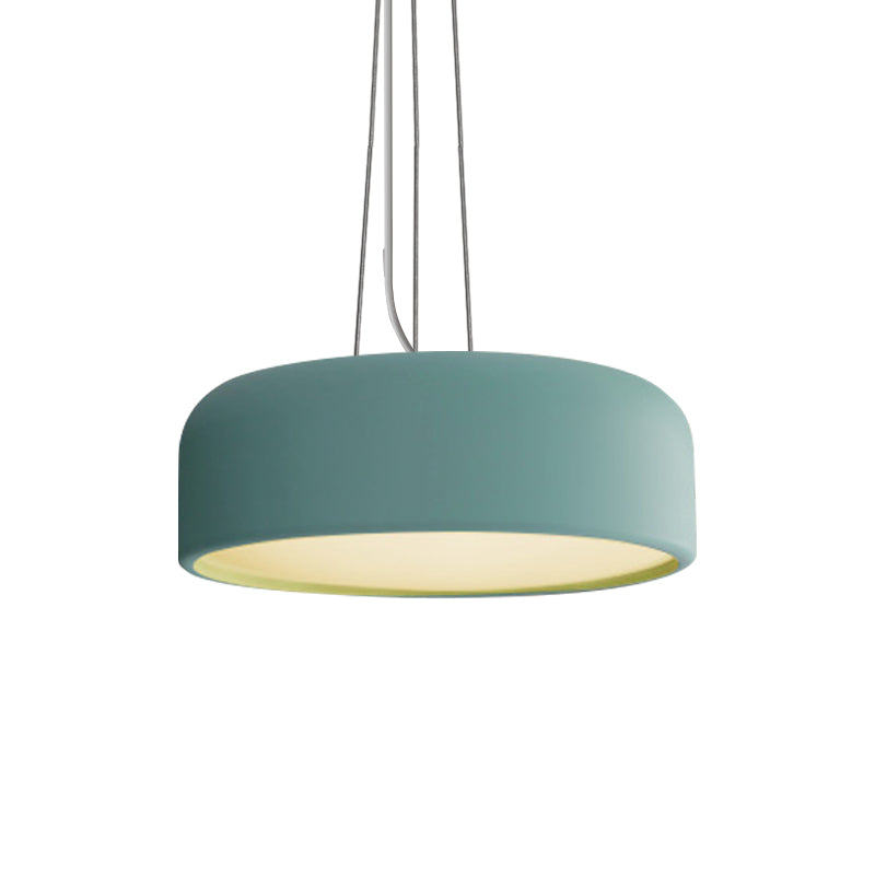 Macaron Single-Bulb Aluminum Pendant Lamp - Green/Textured White/Blue Hanging Ceiling Suspension For