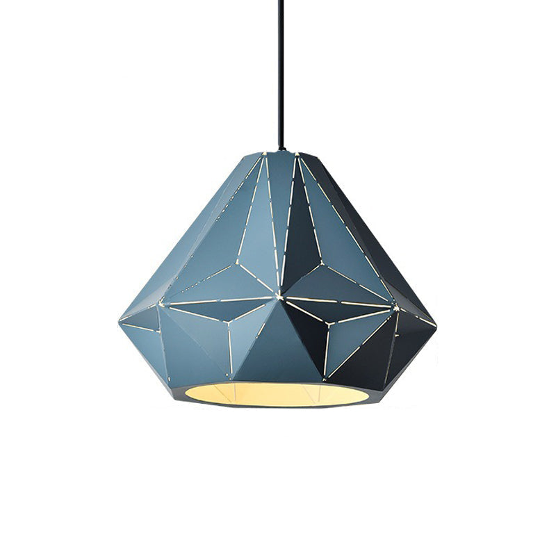 Iron Origami Lighting Fixture with Diamond Pendulum Design